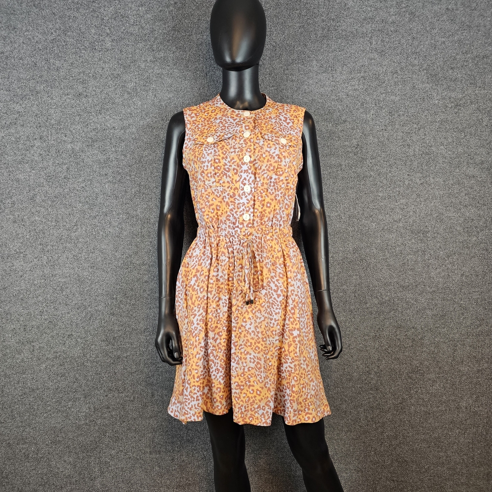 Nine West Boho Leopard Print Sleeveless Mini Shirt Dress